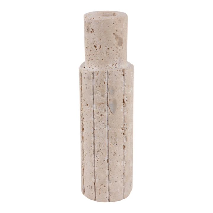 7X2" RAW EDGE TRAVERTINE TAPER HOLDER, TAN
