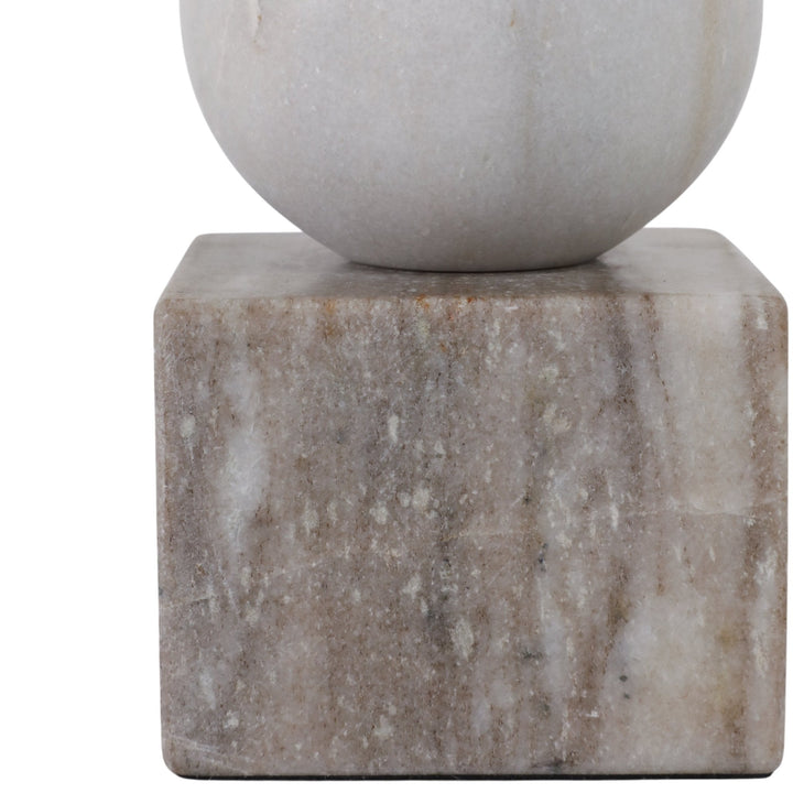 7X4" BALL ON CUBE MARBLE TAPER HOLDER, MULTI