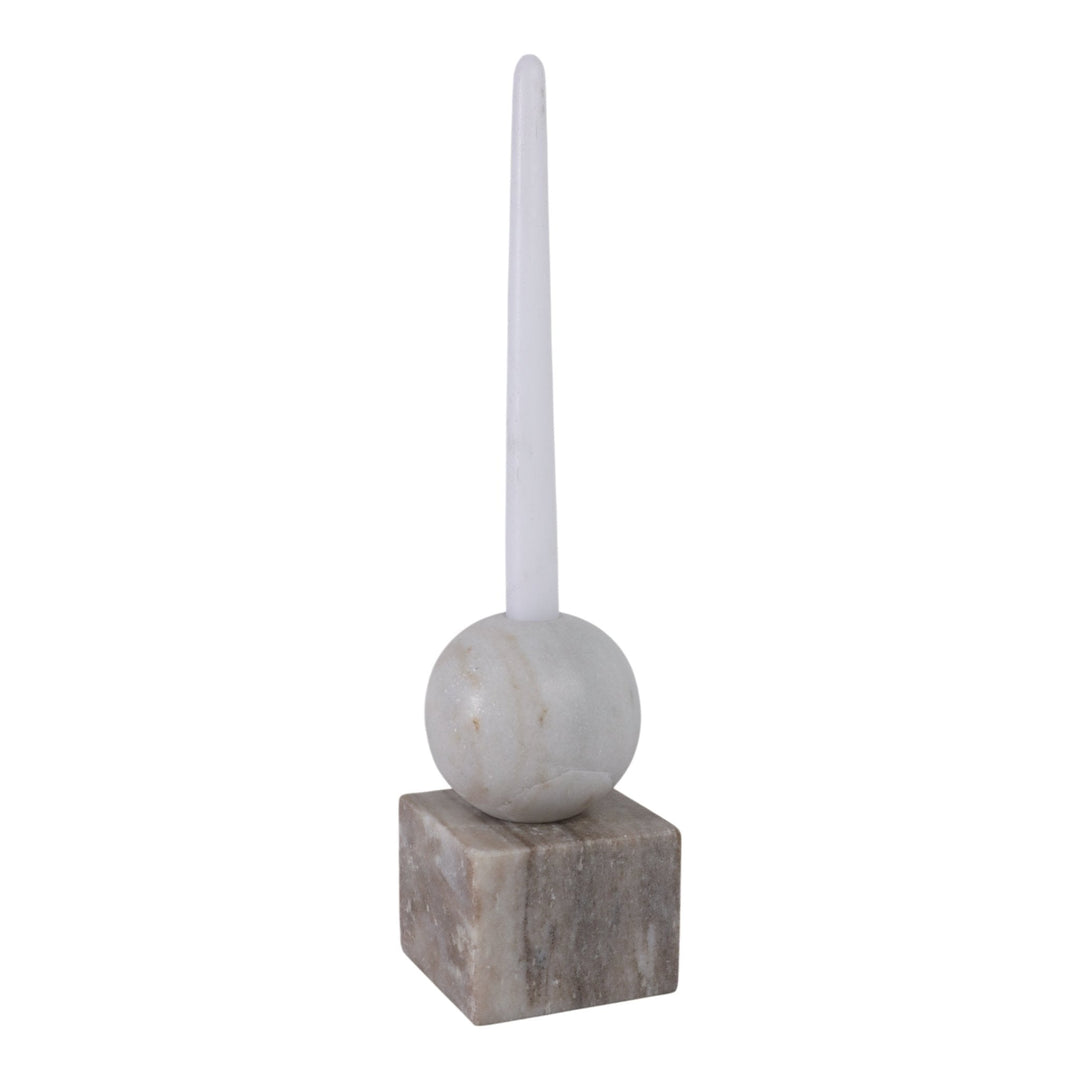 7X4" BALL ON CUBE MARBLE TAPER HOLDER, MULTI