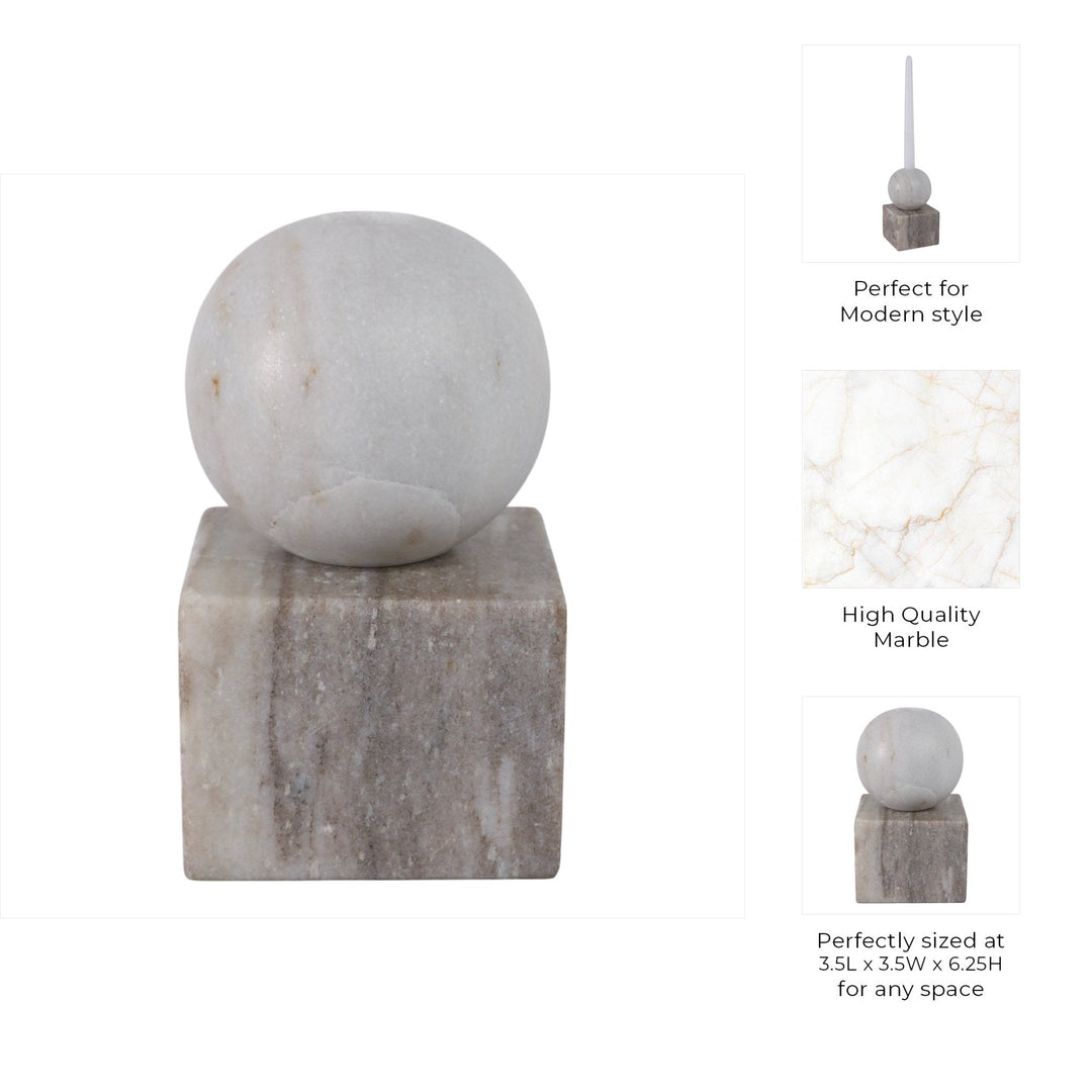 7X4" BALL ON CUBE MARBLE TAPER HOLDER, MULTI