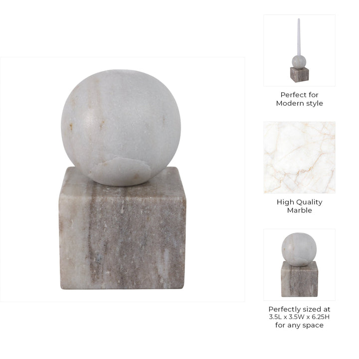 7X4" BALL ON CUBE MARBLE TAPER HOLDER, MULTI