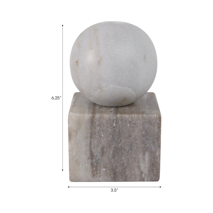 7X4" BALL ON CUBE MARBLE TAPER HOLDER, MULTI