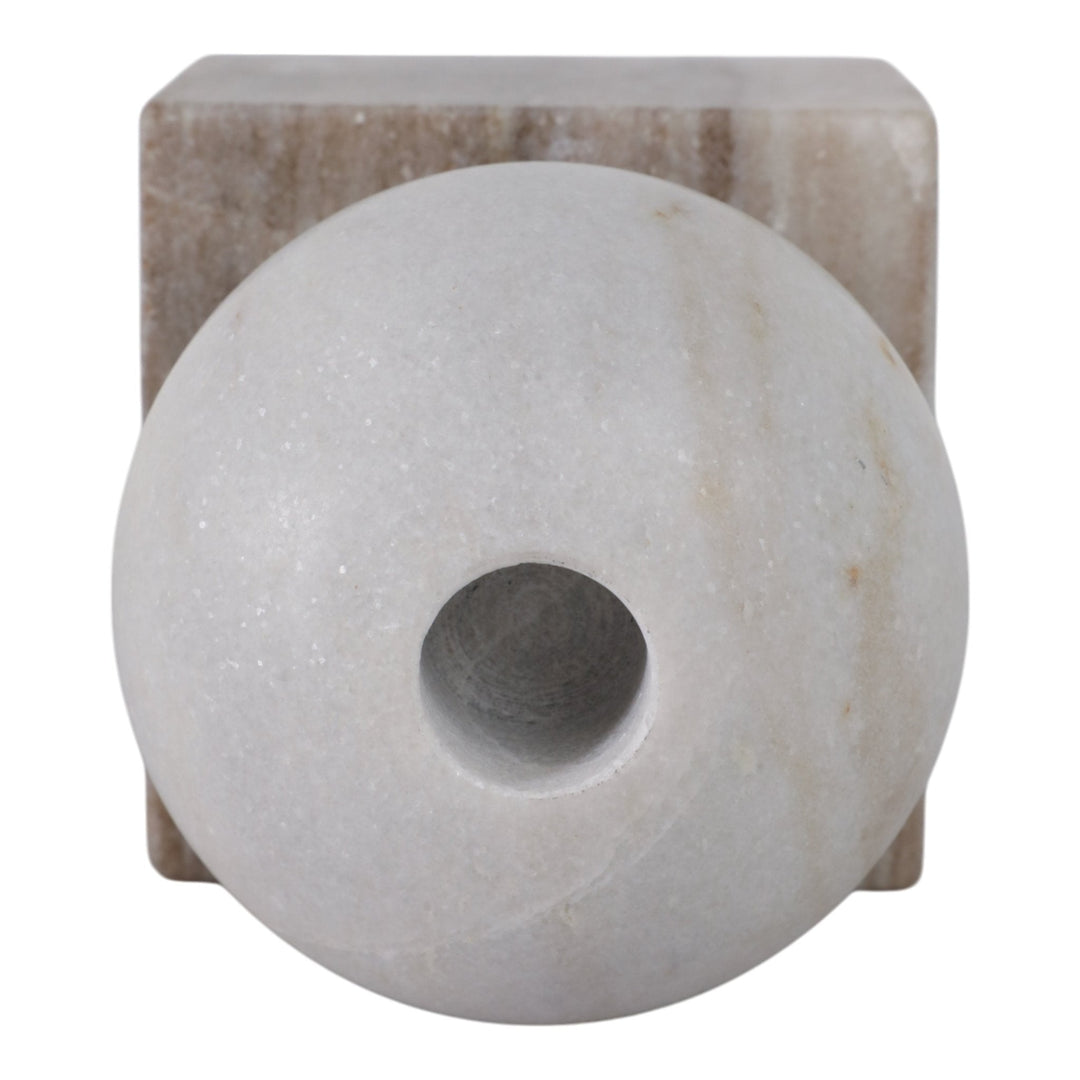 7X4" BALL ON CUBE MARBLE TAPER HOLDER, MULTI