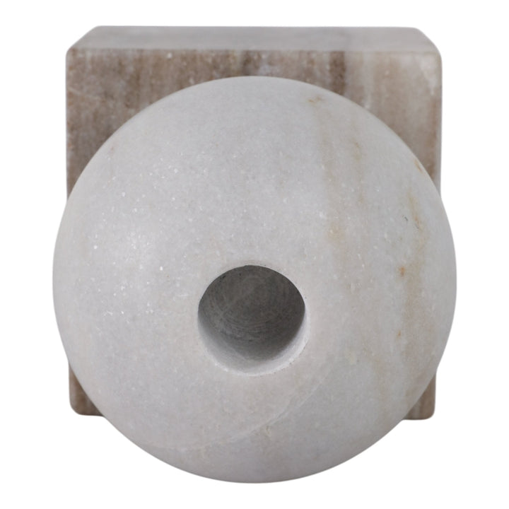 7X4" BALL ON CUBE MARBLE TAPER HOLDER, MULTI