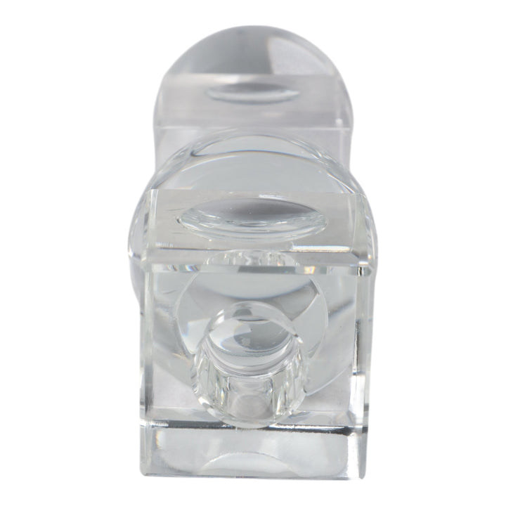 8" Crystal Orbs & Blocks Taper Candleholder, Clear