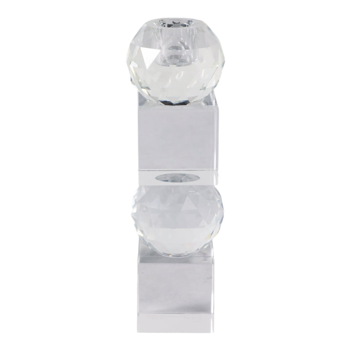 8" FACETED CRYSTAL ORBS CRYSTAL TAPERHOLDER, CLEAR