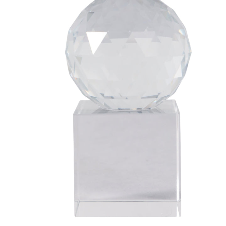 8" FACETED CRYSTAL ORBS CRYSTAL TAPERHOLDER, CLEAR