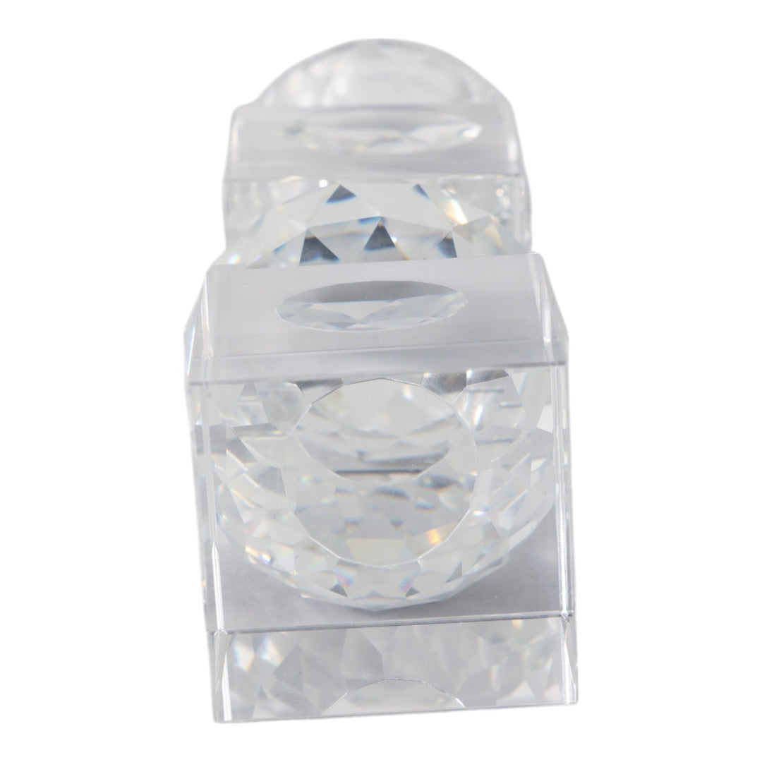 8" FACETED CRYSTAL ORBS CRYSTAL TAPERHOLDER, CLEAR