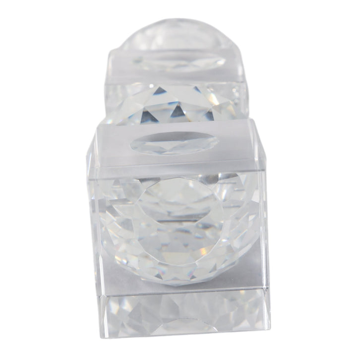 8" FACETED CRYSTAL ORBS CRYSTAL TAPERHOLDER, CLEAR
