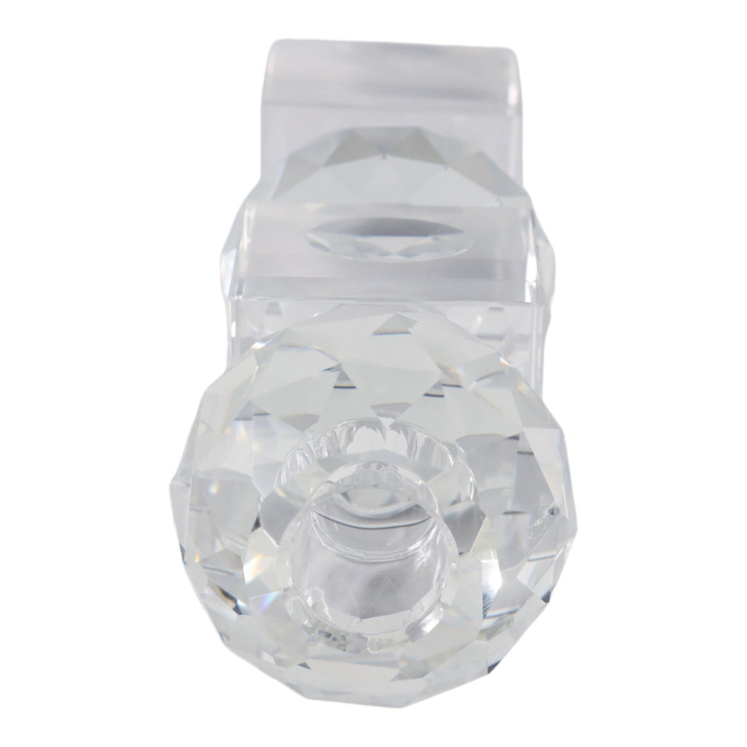 8" FACETED CRYSTAL ORBS CRYSTAL TAPERHOLDER, CLEAR