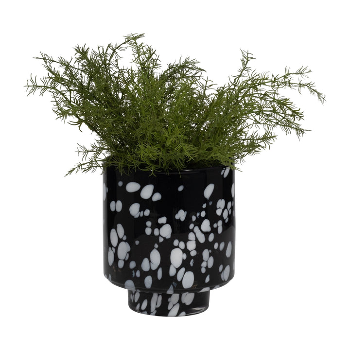 8" Hennie Small Black & White Glass Vase