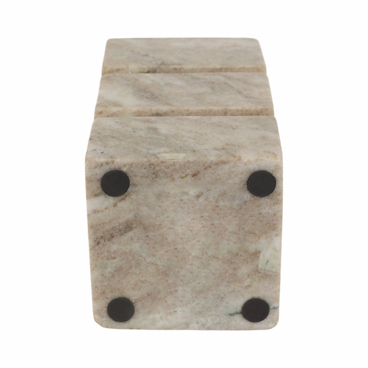 8" Onyx Marble Stacked Cubes Pillar Candleholder,