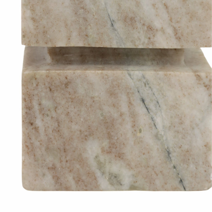 8" Onyx Marble Stacked Cubes Pillar Candleholder,