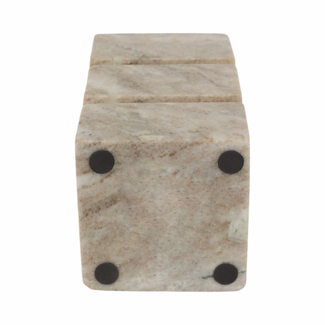 8" Onyx Marble Stacked Cubes Pillar Candleholder,