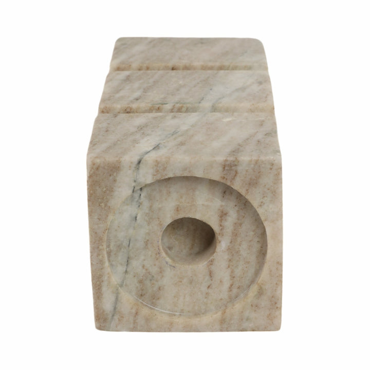 8" Onyx Marble Stacked Cubes Pillar Candleholder,