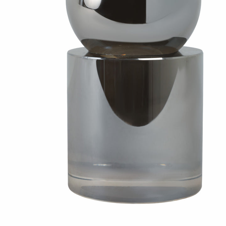 GLASS 6"H PILLAR CANDLE HOLDER, SMOKE