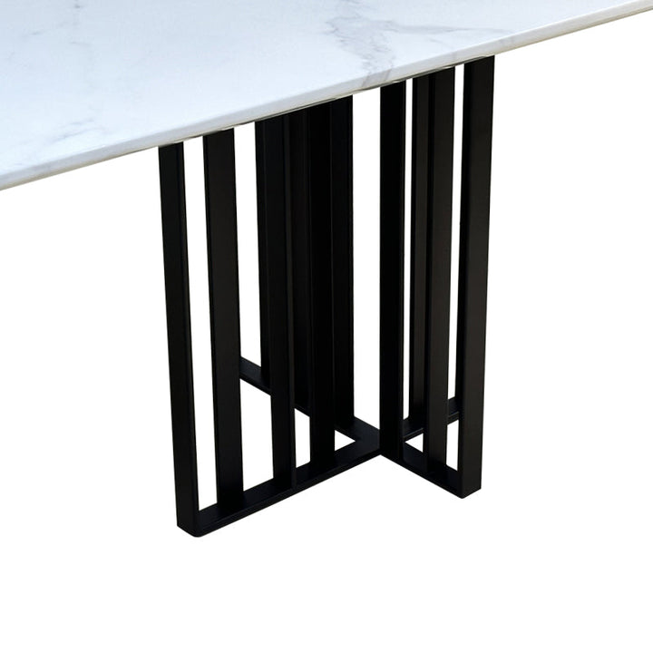 Black Bars Marble Dining Table- 8 Persons