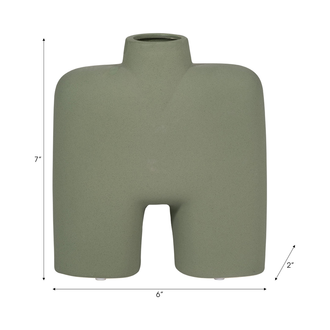 CER, 7" SQUARE SHAPE VASE, DARK SAGE