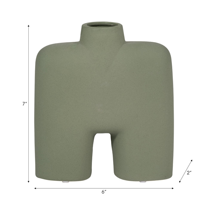 CER, 7" SQUARE SHAPE VASE, DARK SAGE
