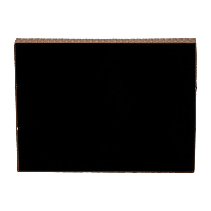 S/2 16/18"L FAUX LEATHER WEAVE TRAYS, COGNAC