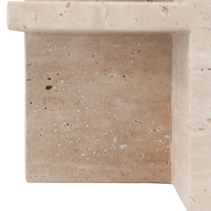 8X8" TRAVERTINE GEO OBJECT, TAN
