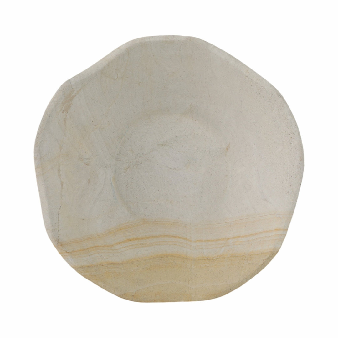 9" Sandstone Pedestal Bowl, Tan