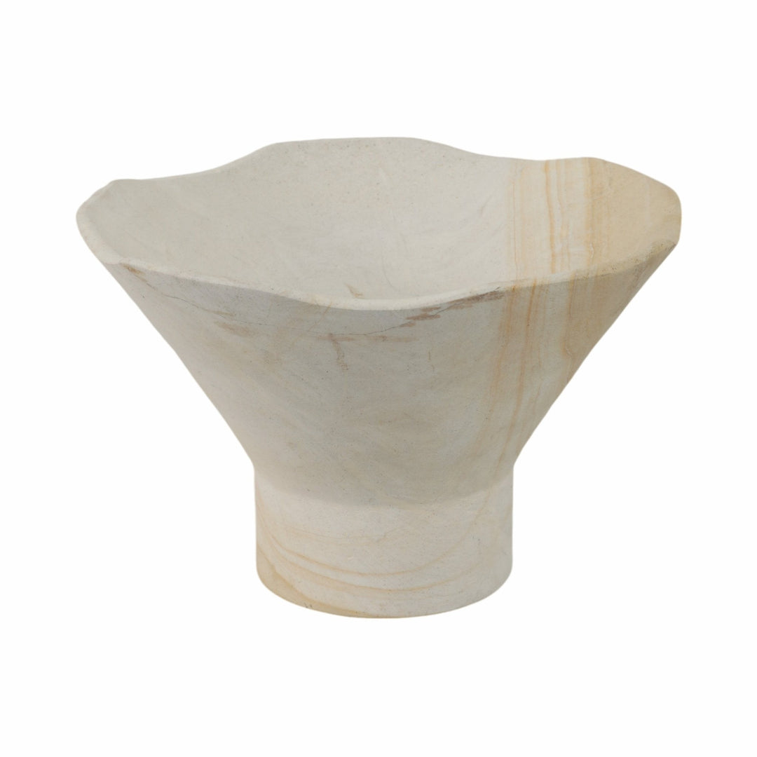 9" Sandstone Pedestal Bowl, Tan
