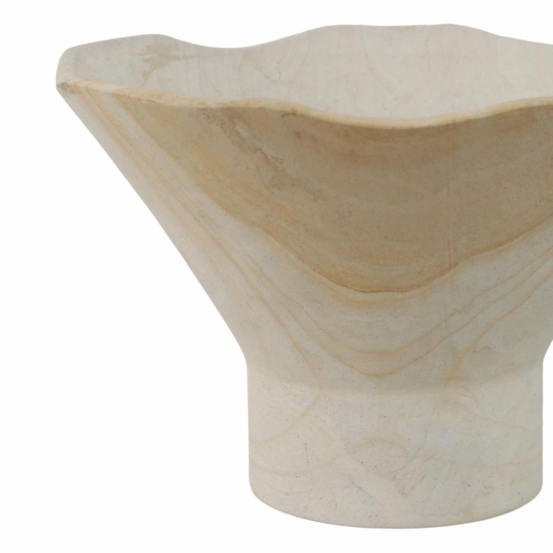 9" Sandstone Pedestal Bowl, Tan