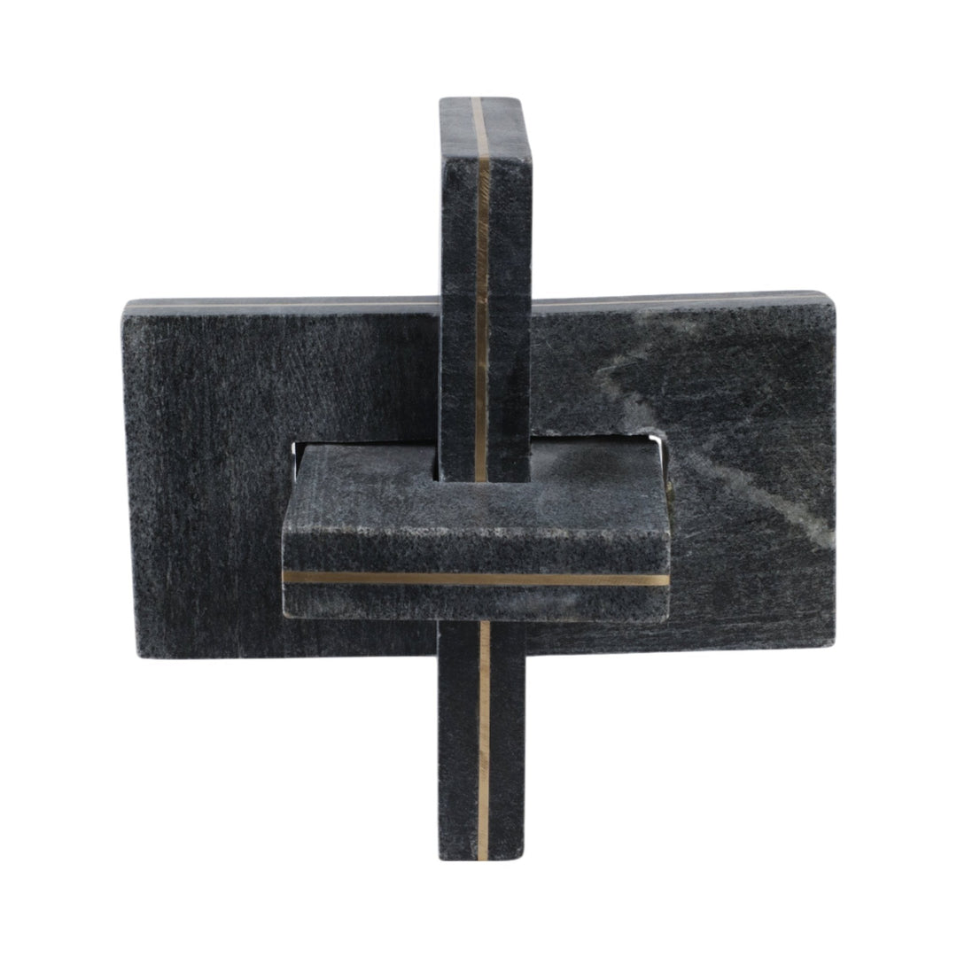 9" Walton Large Black Marble And Brass Knot