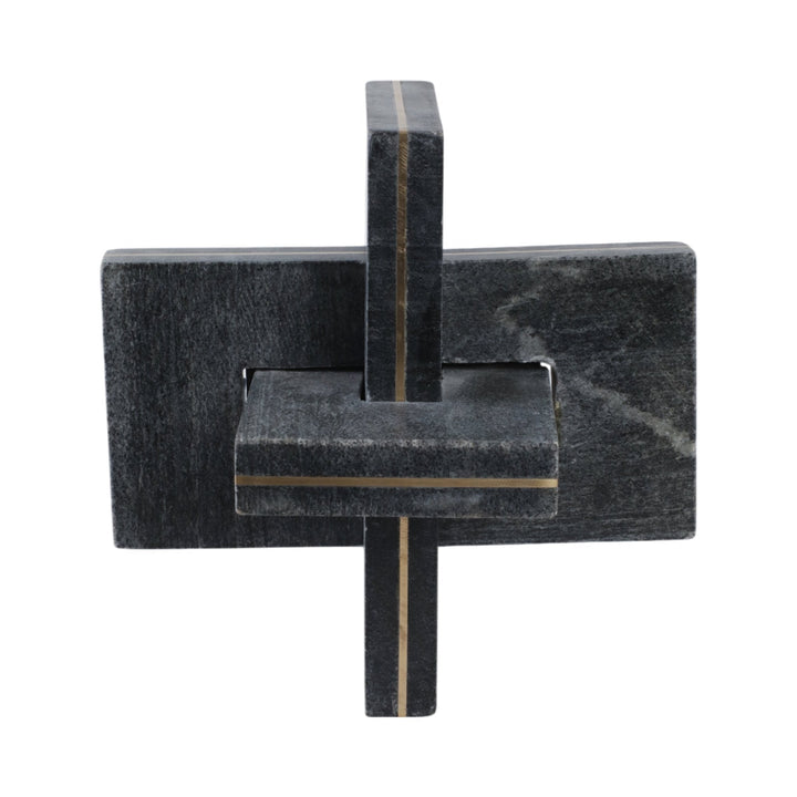 9" Walton Large Black Marble And Brass Knot