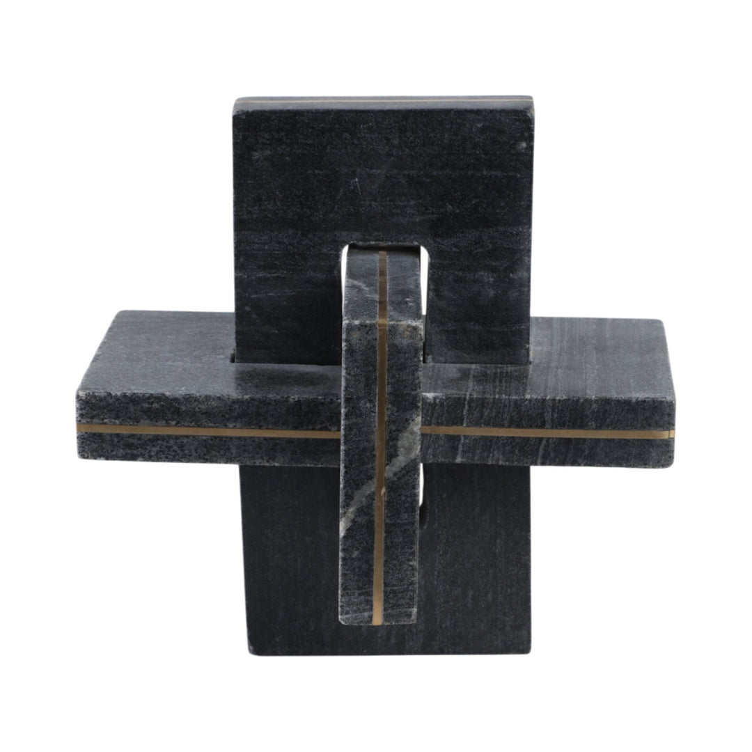 9" Walton Large Black Marble And Brass Knot