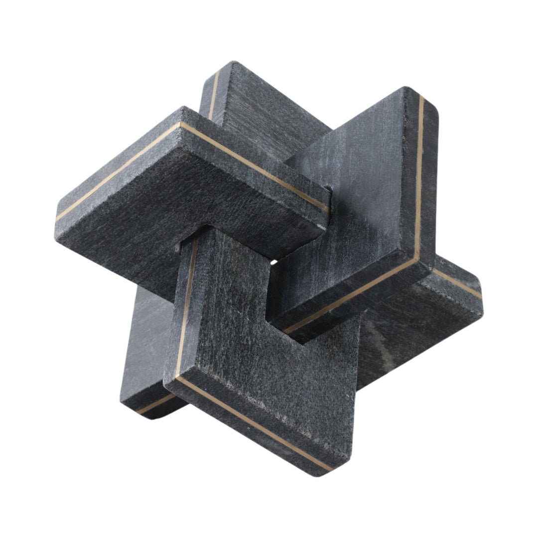 9" Walton Large Black Marble And Brass Knot