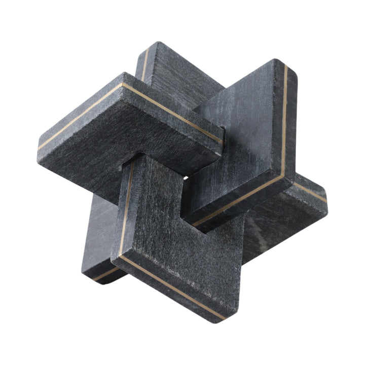 9" Walton Large Black Marble And Brass Knot
