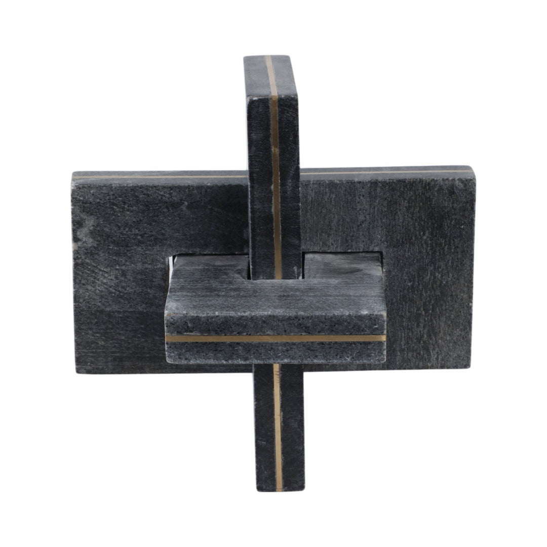 9" Walton Large Black Marble And Brass Knot