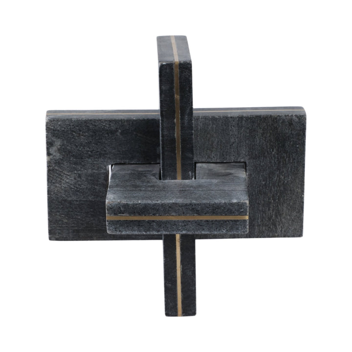9" Walton Large Black Marble And Brass Knot