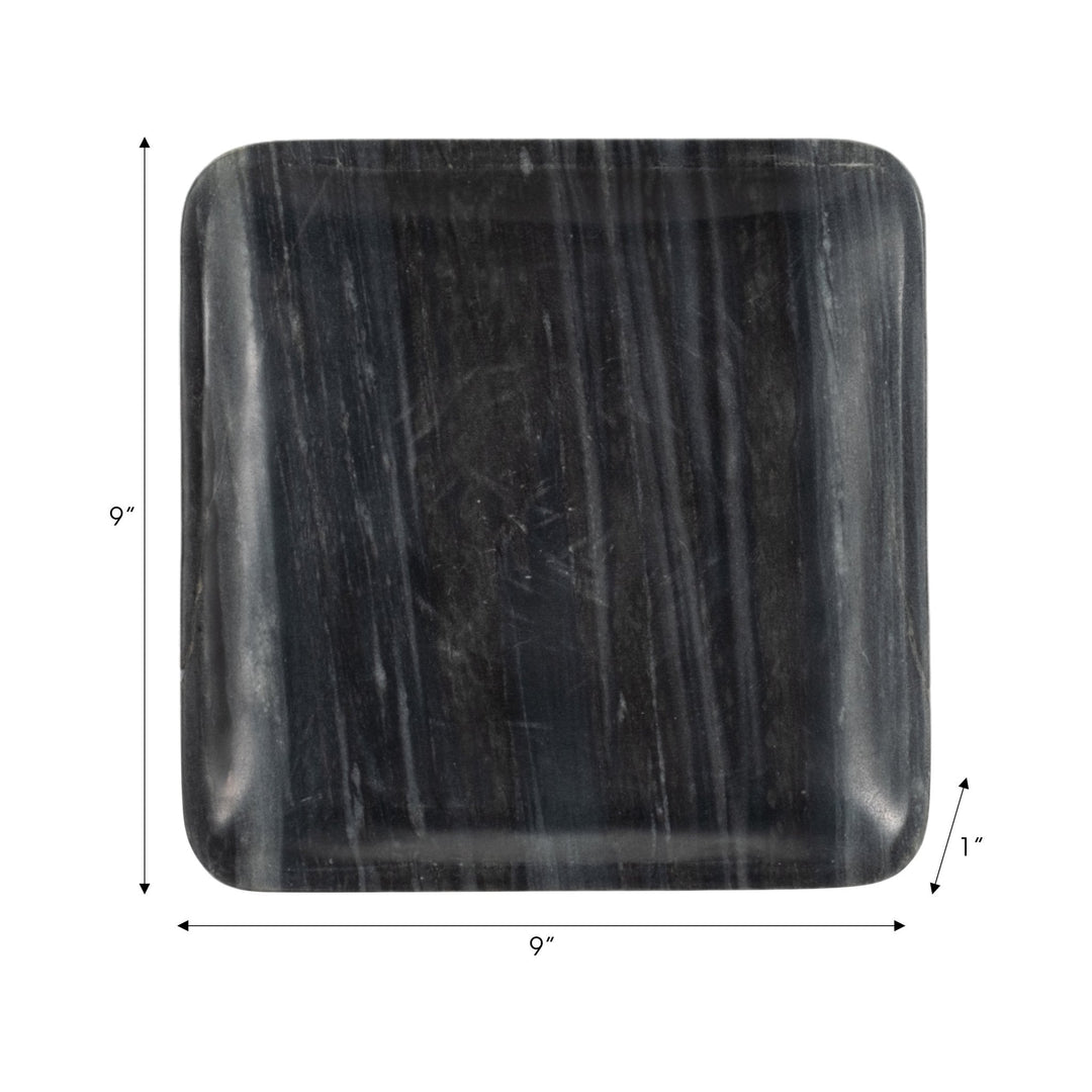 9" ZARRA GREY MARBLE TRINKET TRAY
