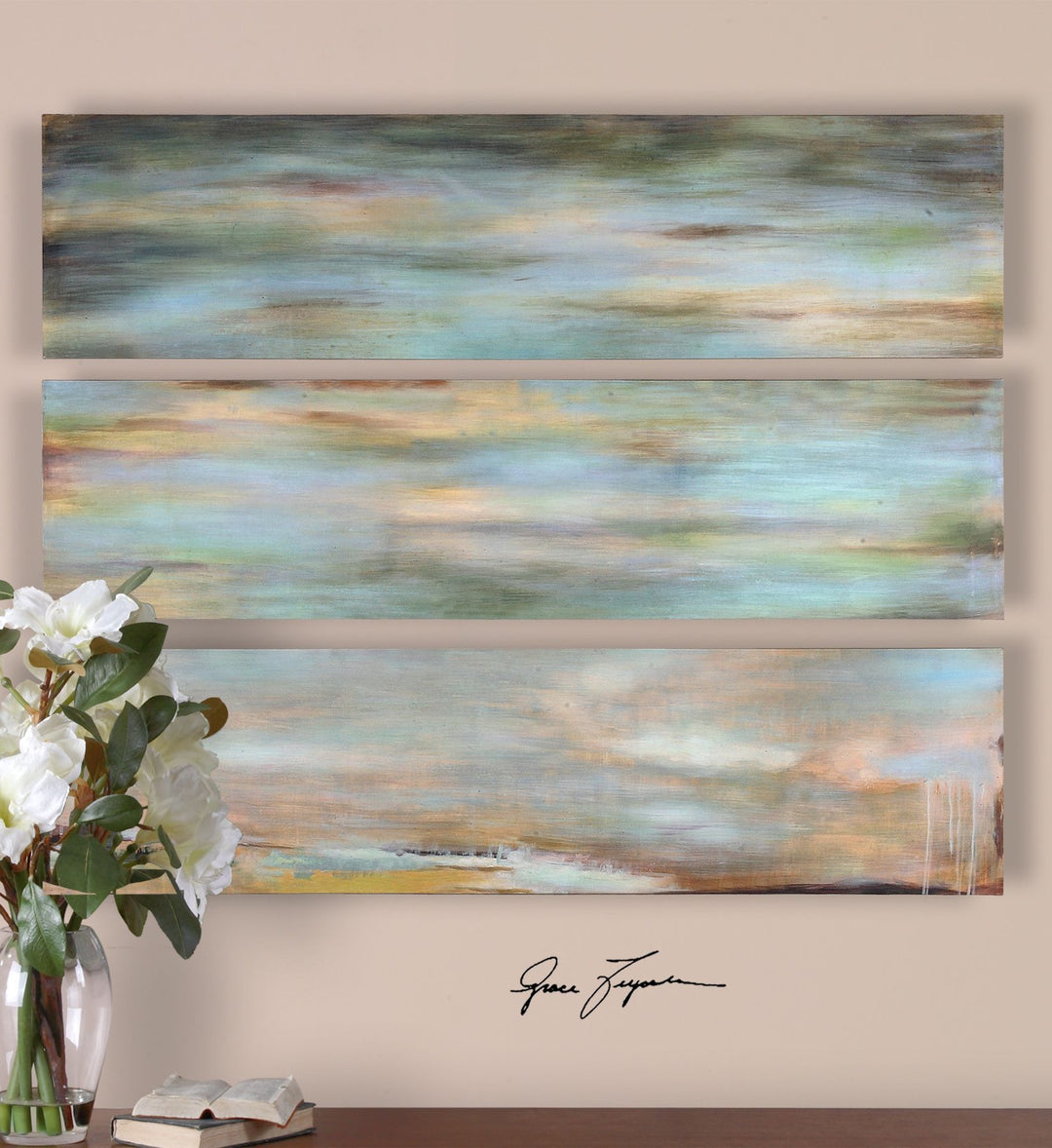 Horizon View Hand Painted Canvases, S/3