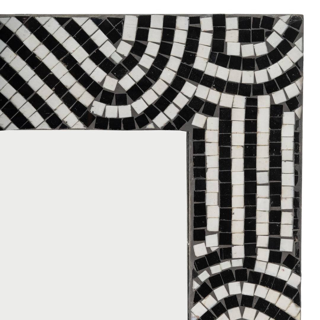 MOSAIC 24X36 MODERN TILED RECT MIRROR BLK/WHT