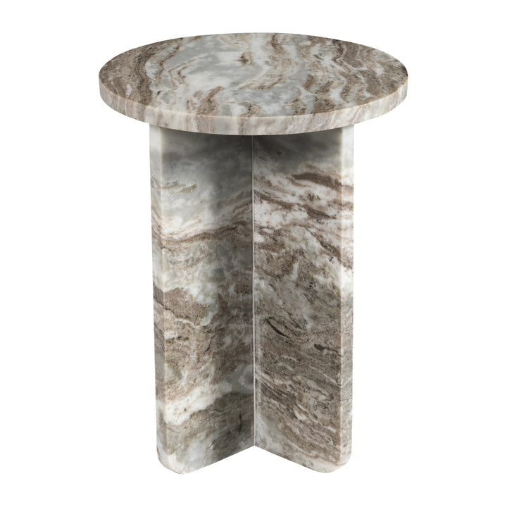 18" BELLISO SMALL ROUNDED MARBLE TABLE, BROWN