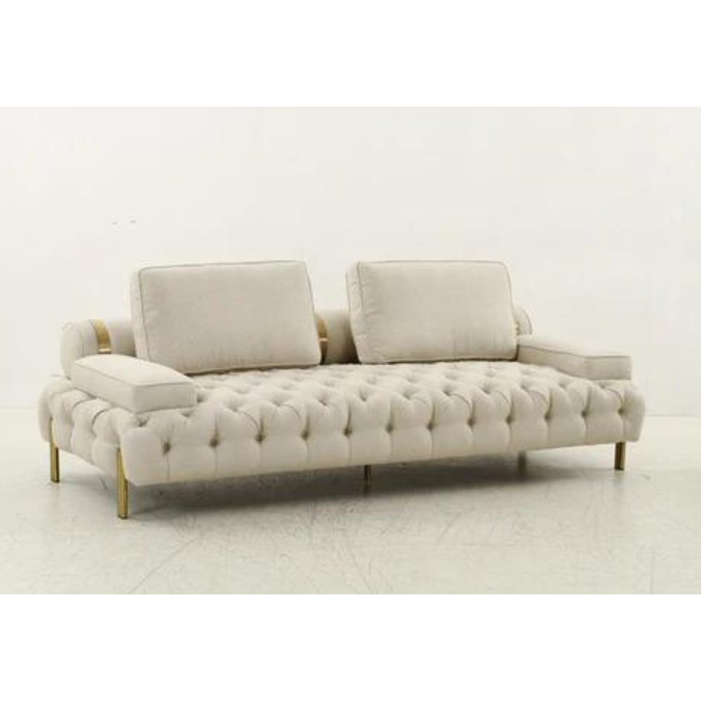 Tufting Beige 3 Seater Sofa