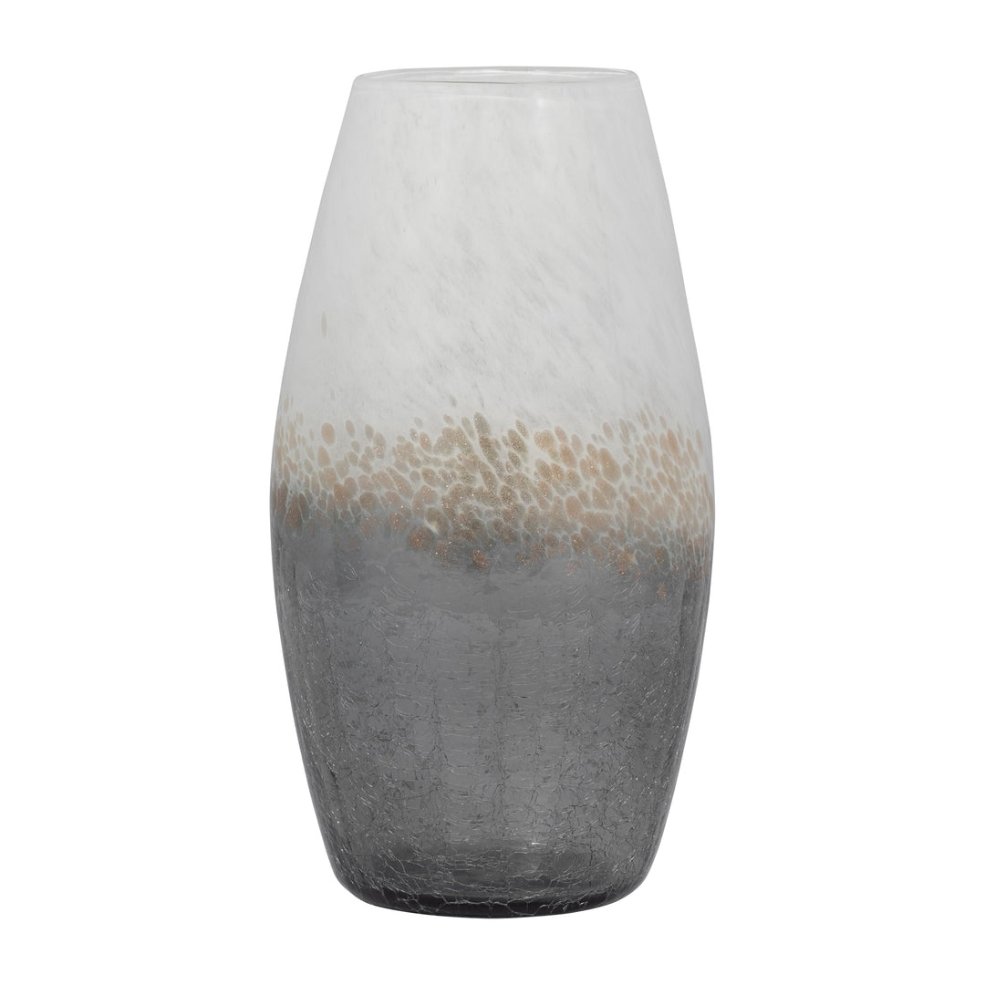 GLASS, 11" CRACKLE VASE, MULTI