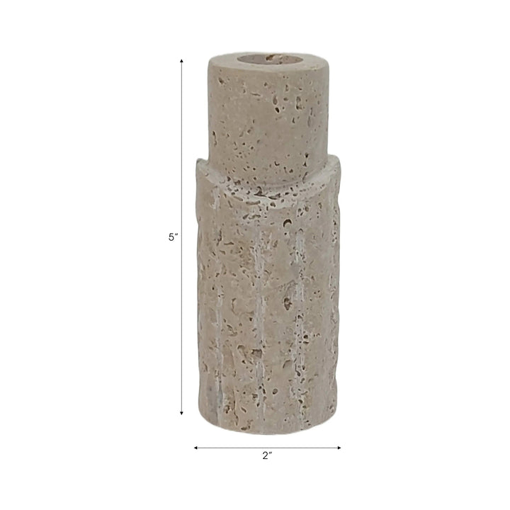 5X2" RAW EDGE TRAVERTINE TAPER HOLDER, TAN