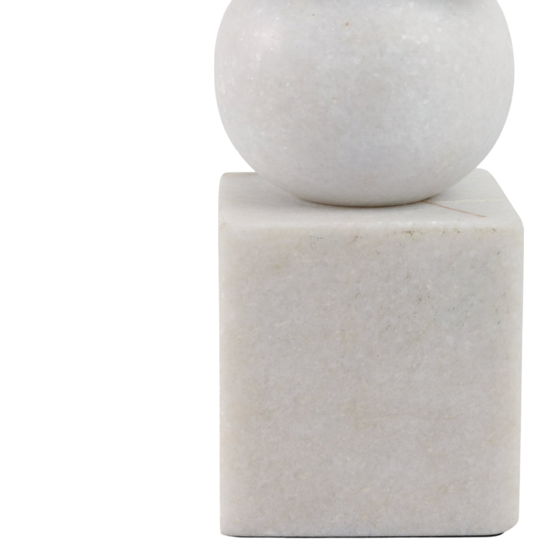 9x3" Chunky Marble Taper Holder, White