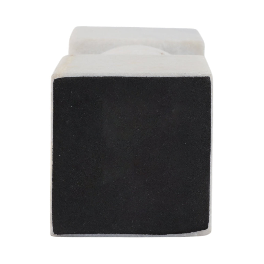 9x3" Chunky Marble Taper Holder, White
