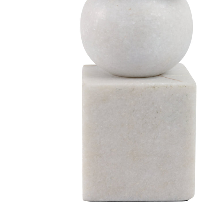 9x3" Chunky Marble Taper Holder, White