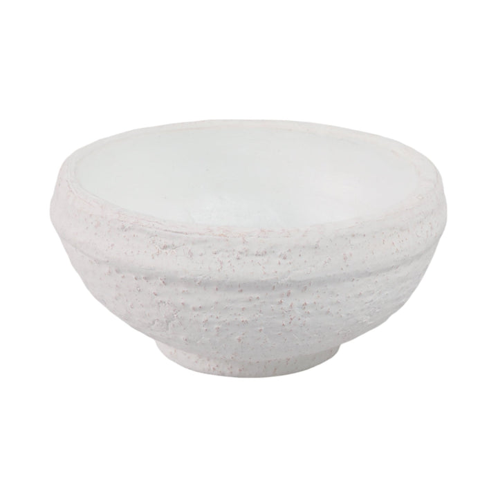 9x9" Textured Terracotta Bowl, White