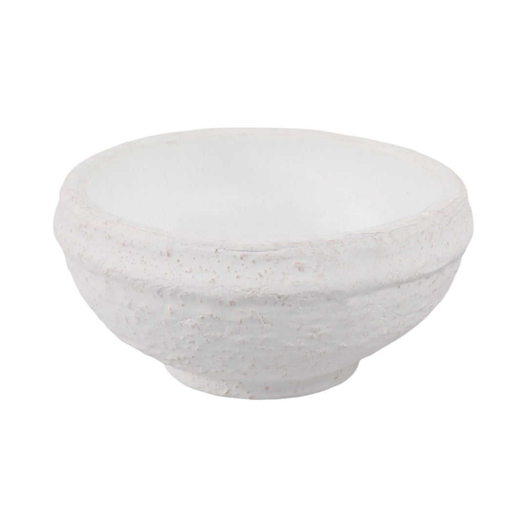 9x9" Textured Terracotta Bowl, White