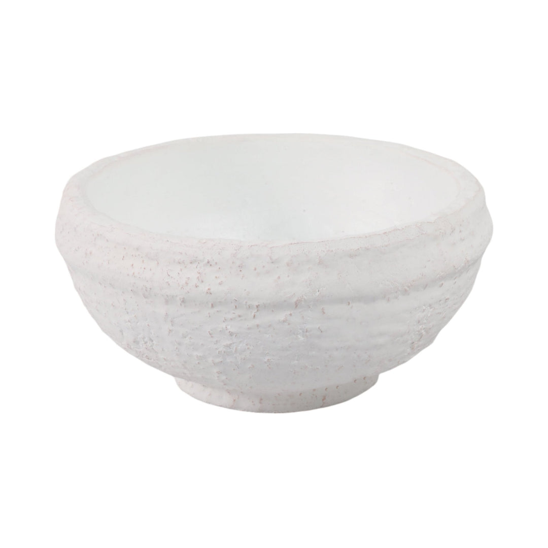 9x9" Textured Terracotta Bowl, White