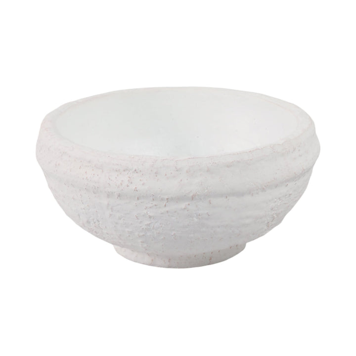 9x9" Textured Terracotta Bowl, White