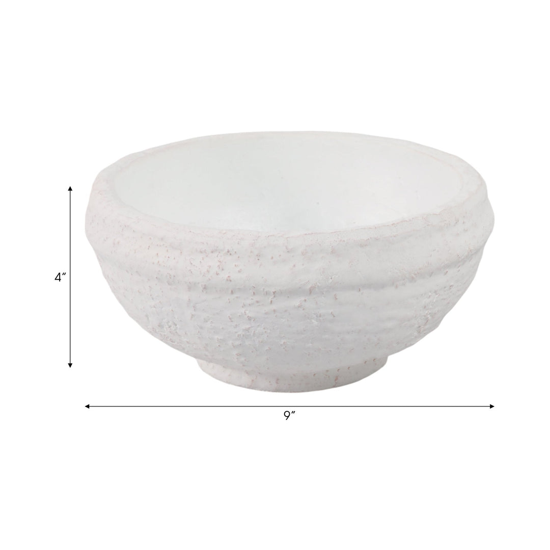 9x9" Textured Terracotta Bowl, White